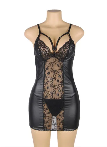 Black Lace With Underwire Adjustable Straps Babydoll
