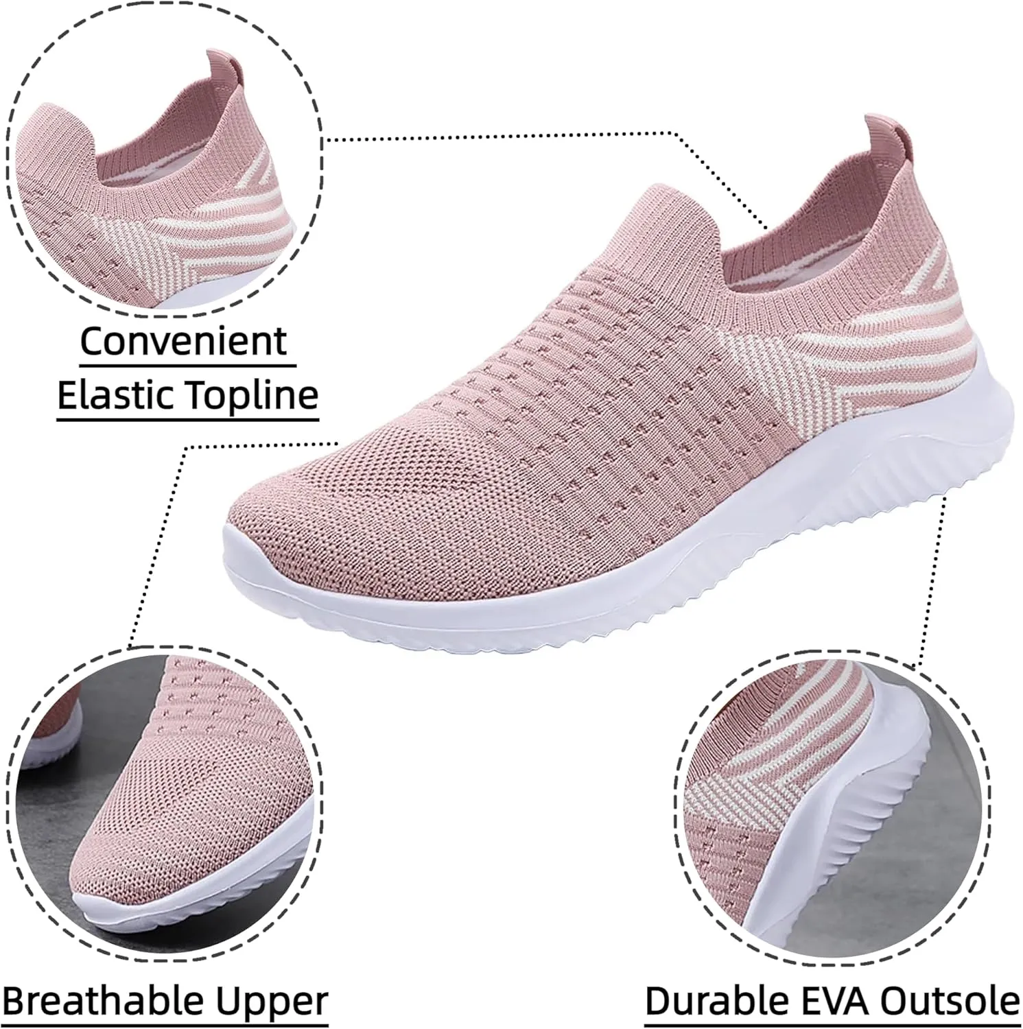 Comfortwear Shoes for Women Slip On Breathable Mesh Running Shoes with Arch Support Comfortable Soft Sole Non-Slip Sneakers
