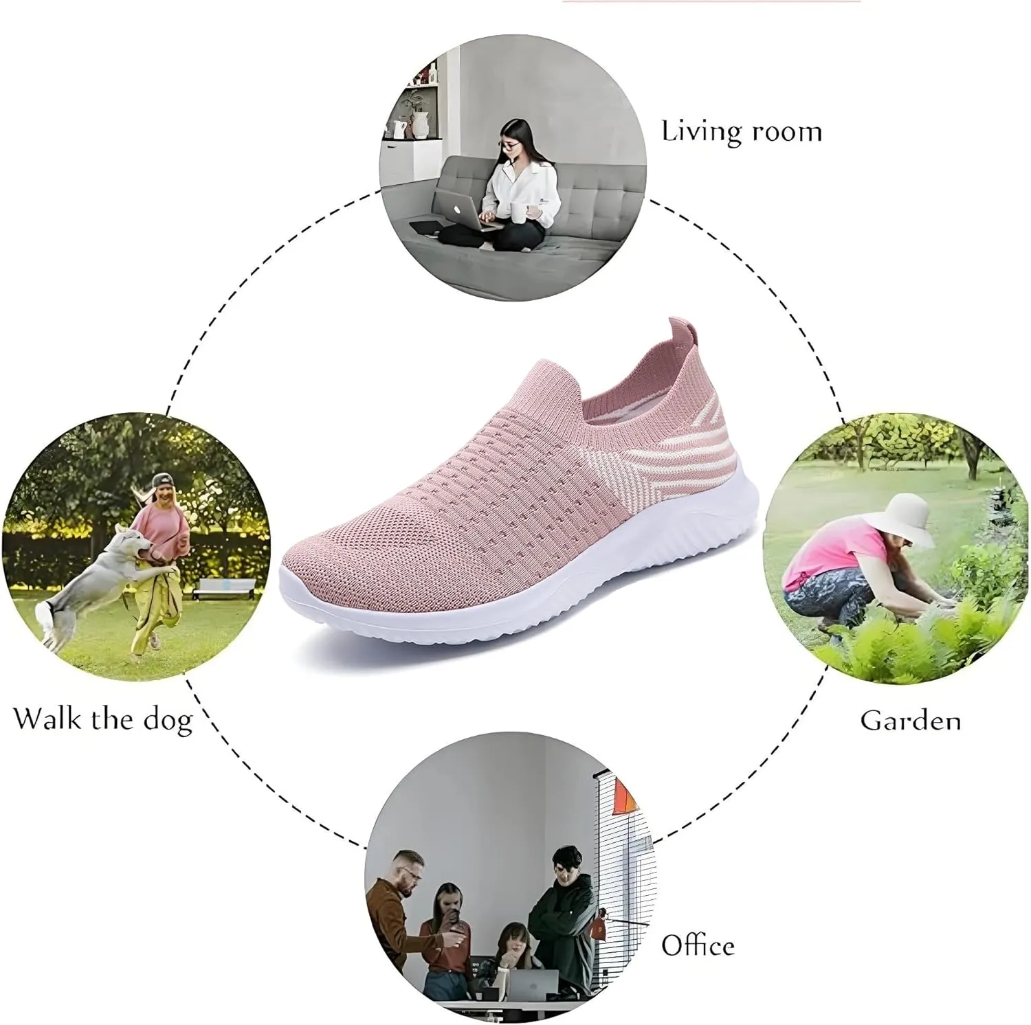 Comfortwear Shoes for Women Slip On Breathable Mesh Running Shoes with Arch Support Comfortable Soft Sole Non-Slip Sneakers