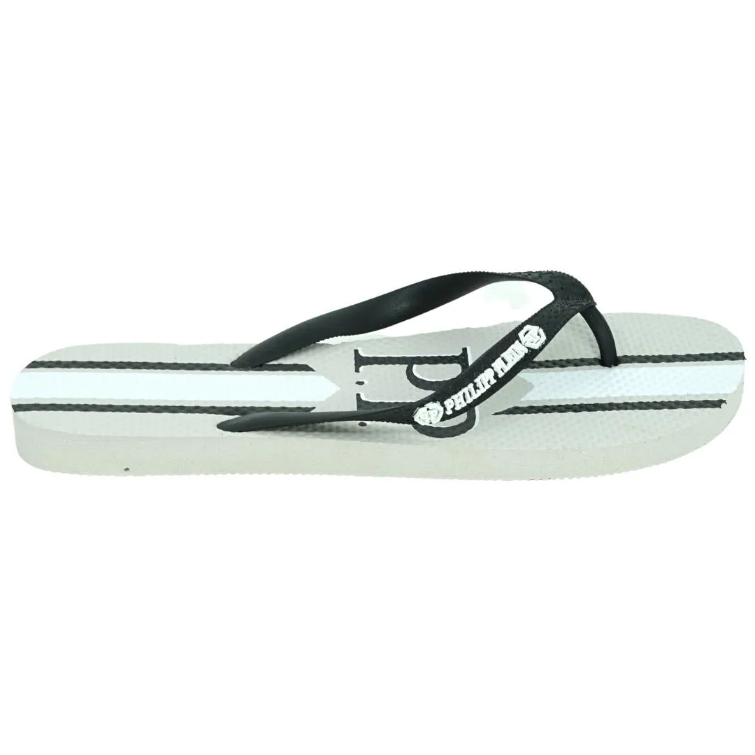 Philipp Plein Pp Logo Grey Flip Flops