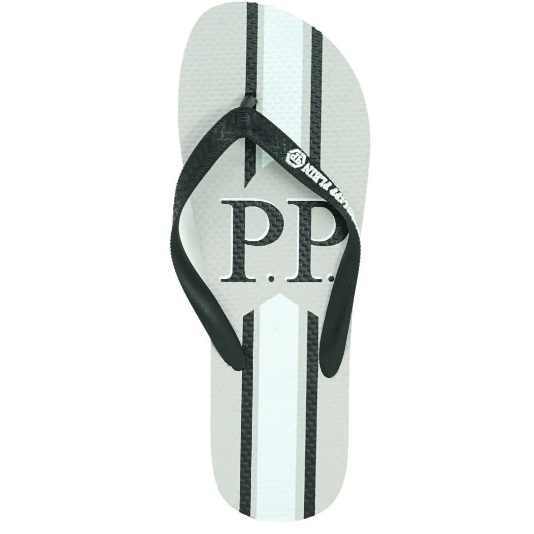Philipp Plein Pp Logo Grey Flip Flops
