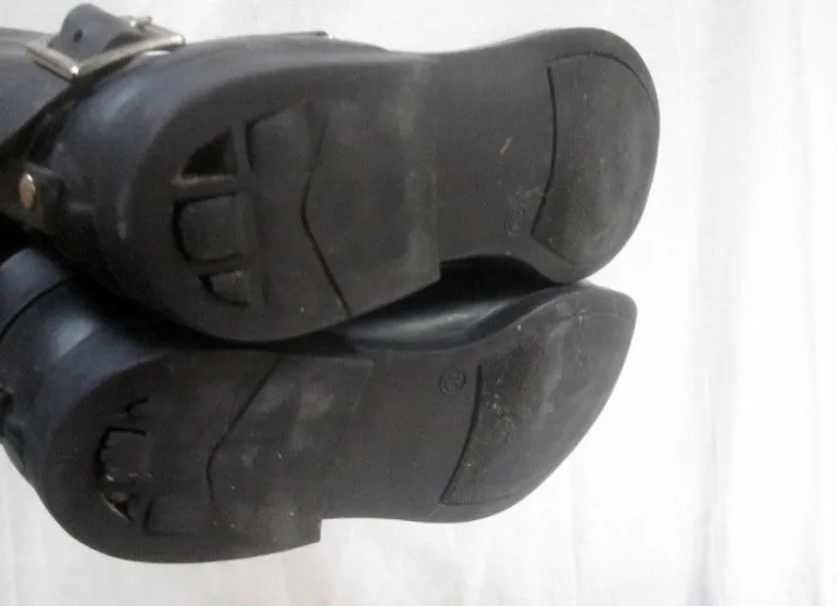 Womens STEVE MADDEN TSUNAMI Zipper Steampunk Rain Boots Wellies BLACK 10
