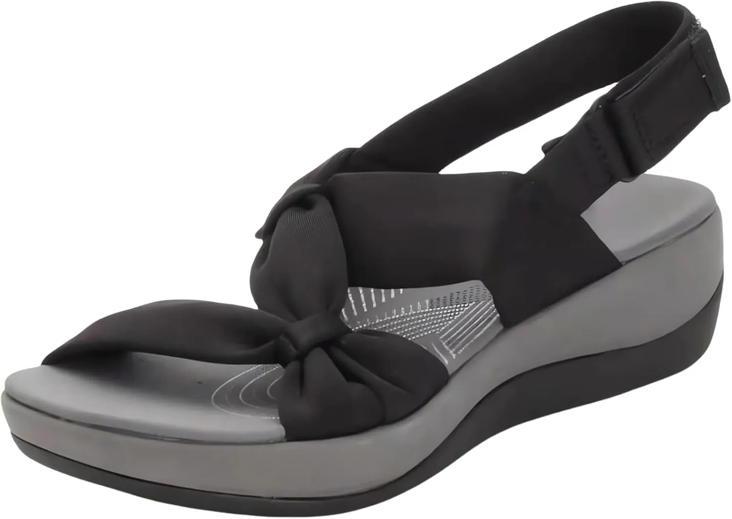 Womens Strappy Low Platform Sandals Orthopedic Comfortable Wide Width Arch Support Open Toe Breathable Summer Bow Adjustable Sandal Beach Walking Shoes